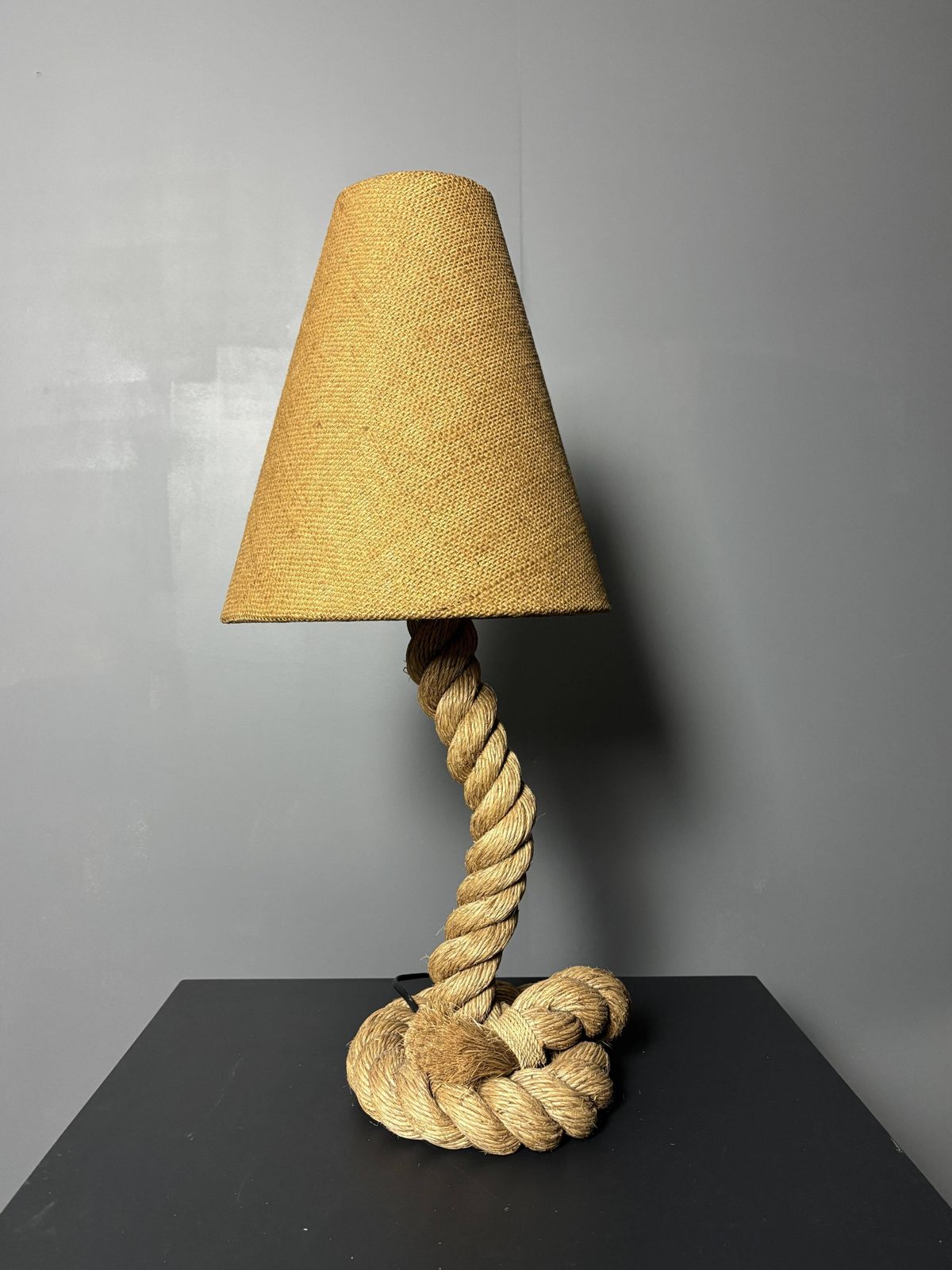 Midcentury French Brutalist Rope Table Lamp In The Style Of Audoux & Minet photo buy
