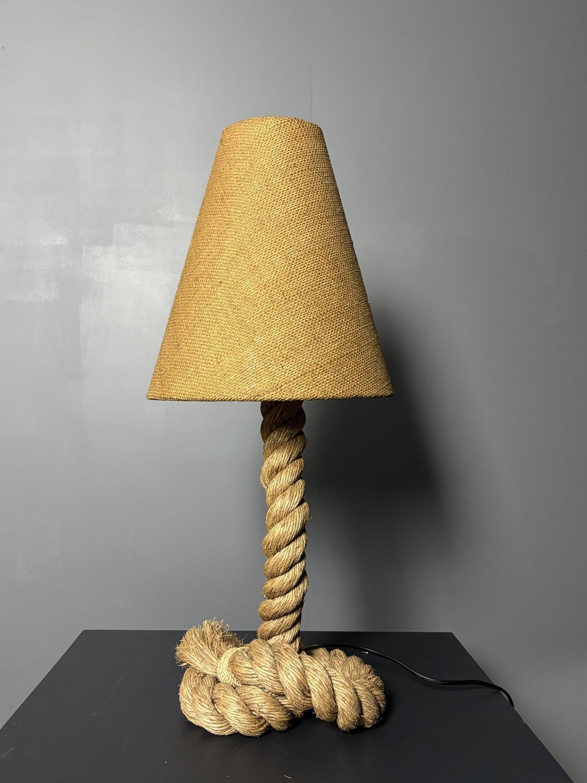 1073.0 Midcentury French Brutalist Rope Table Lamp In The Style Of Audoux & Minet photo