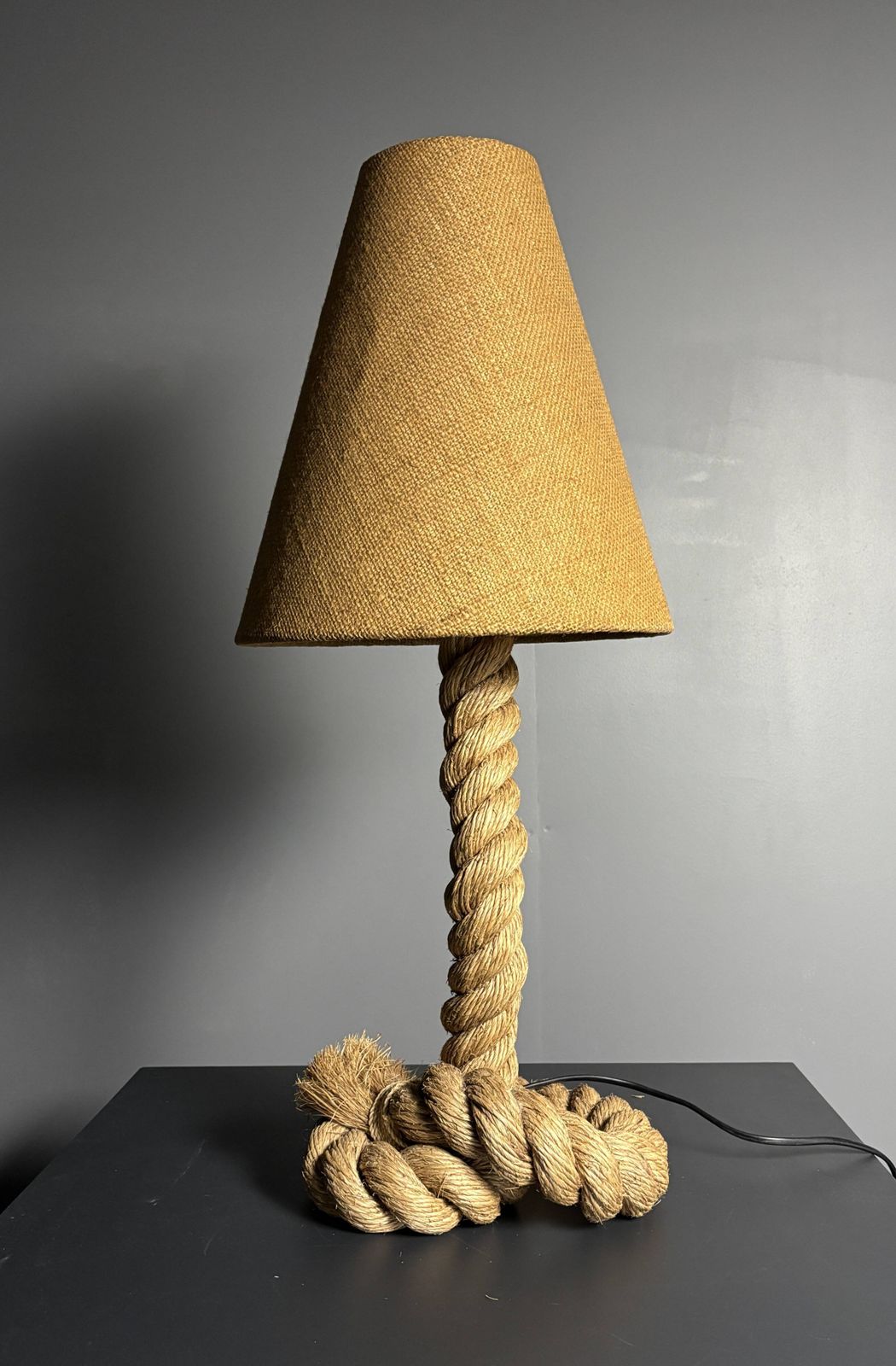 photo buy Midcentury French Brutalist Rope Table Lamp In The Style Of Audoux & Minet