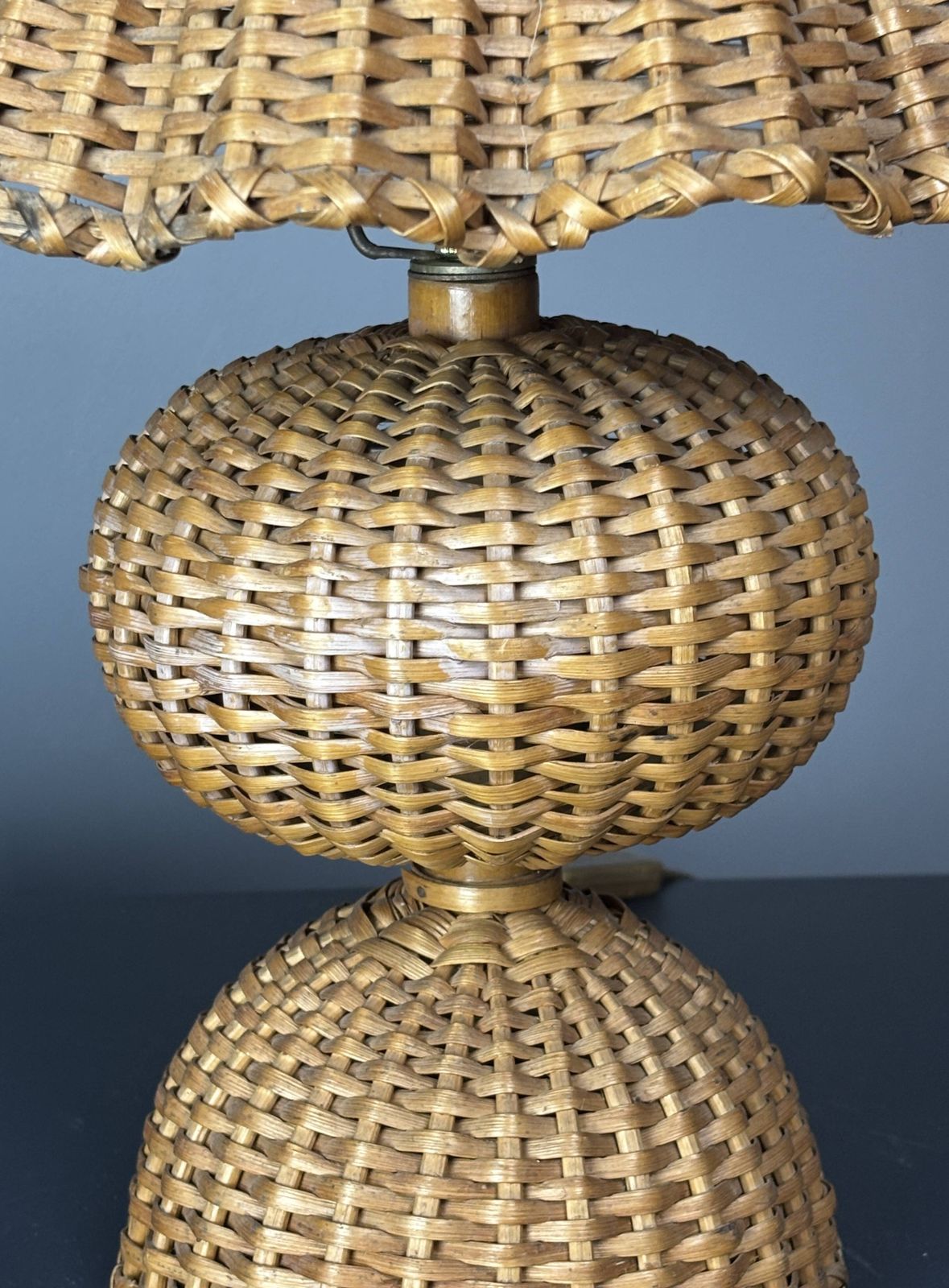 Page 1 Of 16 Midcentury Rattan Wicker Mushroom Table Lamp, 1950s photo vintage