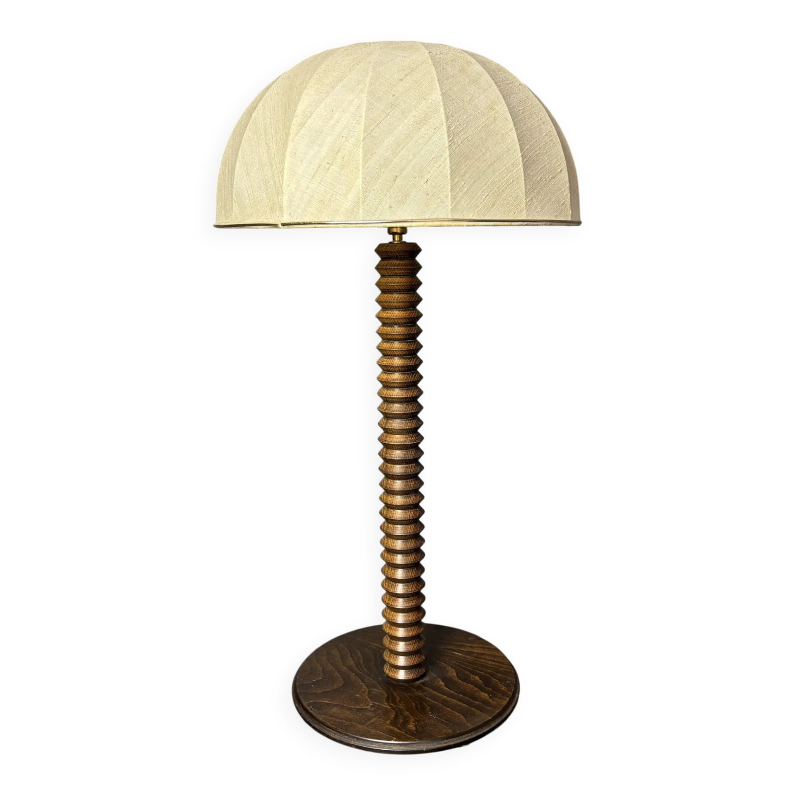 Large 95 Cm Midcentury Brutalist Wood Turned Mushroom Table Lamp, 1950s
