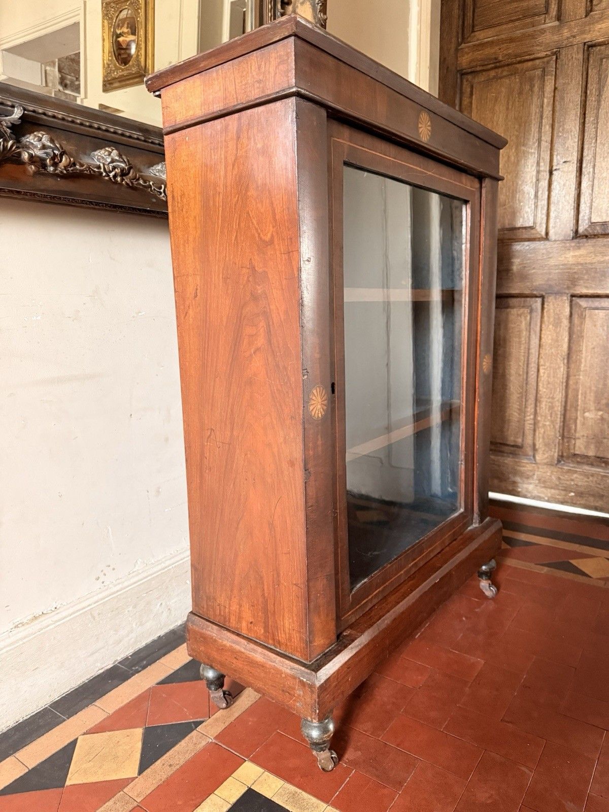 Antique Mahogany Inlaid Victorian Glass Drinks Pier Cabinet photo Furniture