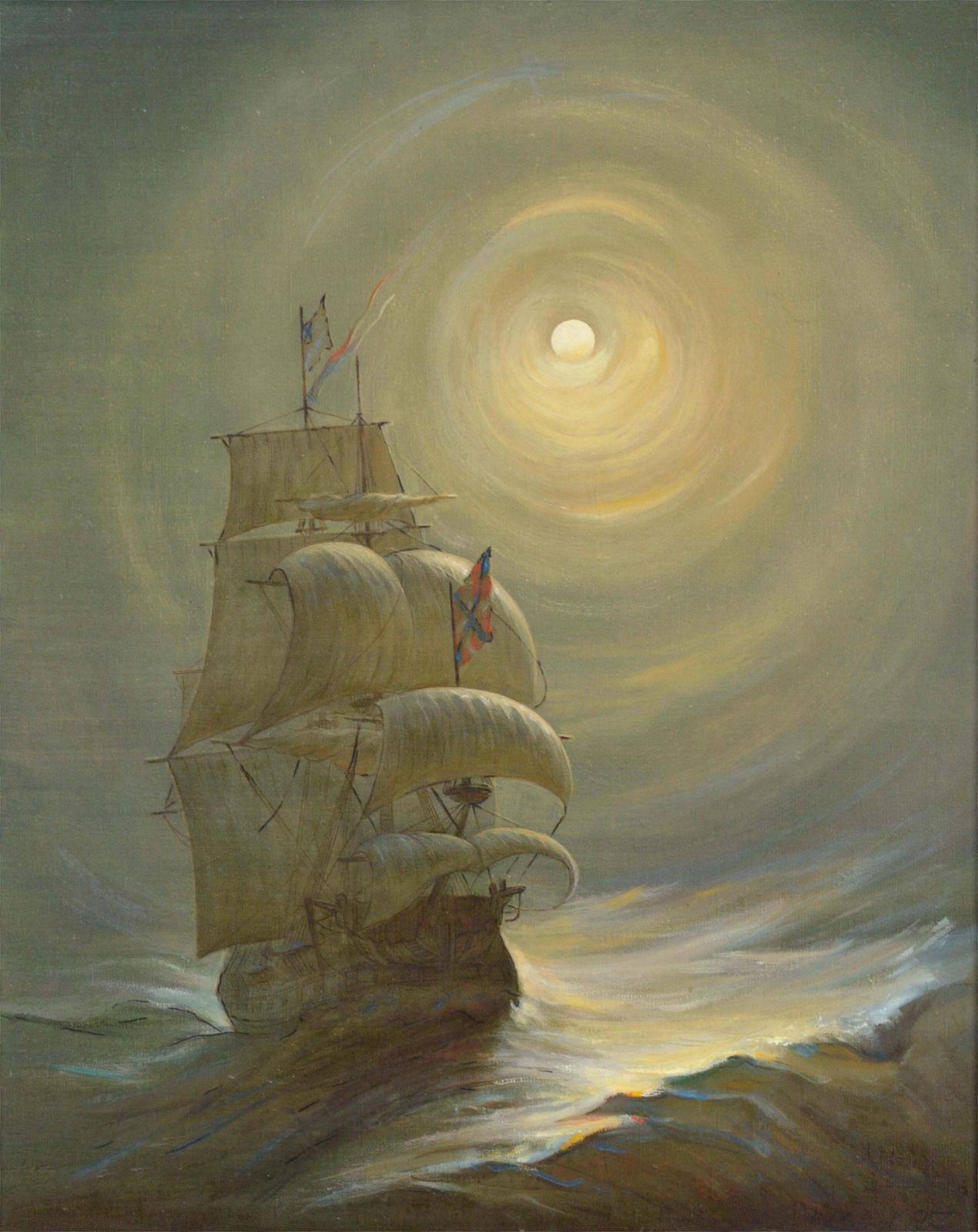 Vasily Hvatov In The Moonlight. 1997. By Vasily Hvatov. Oil On Canvas, 72x58 Cm. Signed 1997 photo furniture