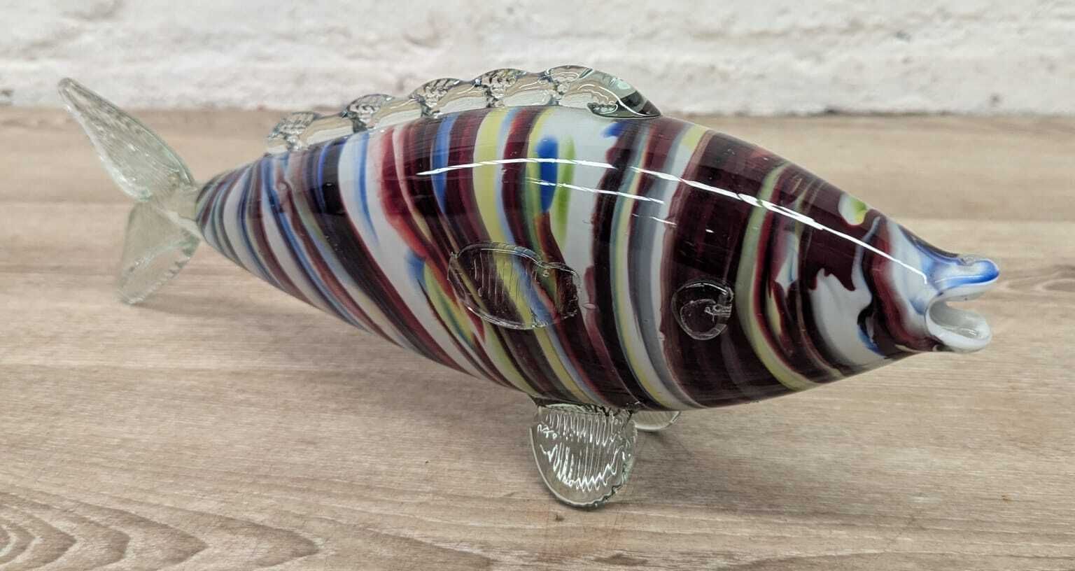 Mid Century Shoal Of 3 Hand Blown Murano Style Glass Fish photo Art