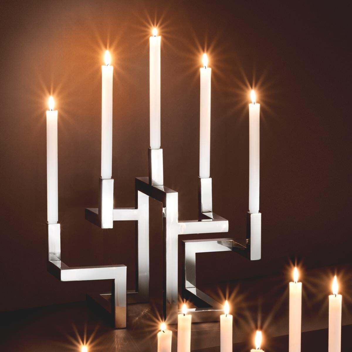 Set Of Two Skyline Candle Holders In Nickel Finish photo Home Decor