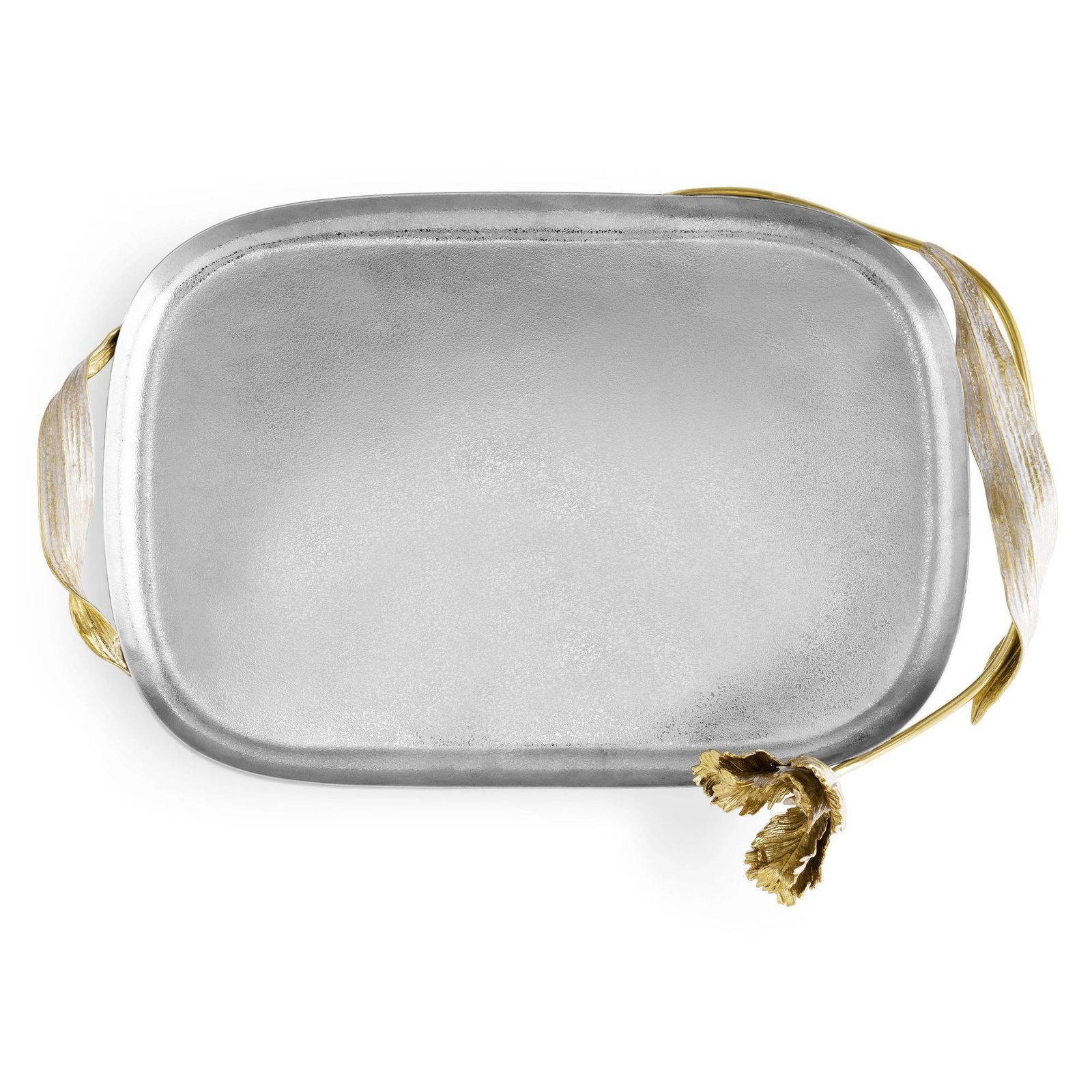 Pair Of Contemporary Silver And Gold Metal Tulip Serving Tray photo furniture