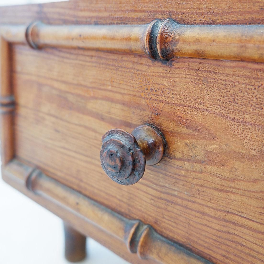 photo vinterior Faux Bamboo Dark Pine Chest Of Drawers   Late 19th Century