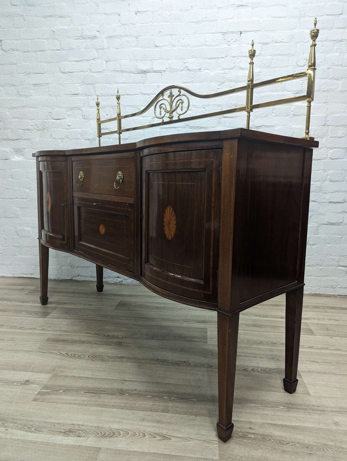 Edwardian Sheraton Style Sideboard With Brass Galllery photo vinterior