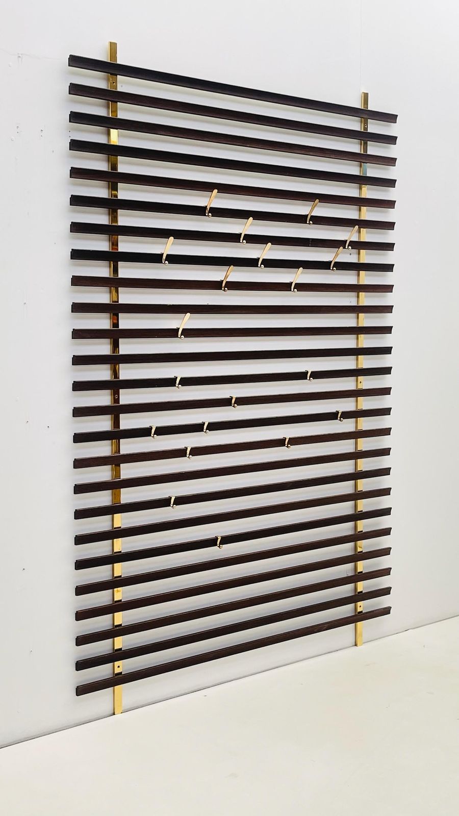 Wengé And Brass Coat Rack By Jules Wabbes (1919 1974) photo Furniture