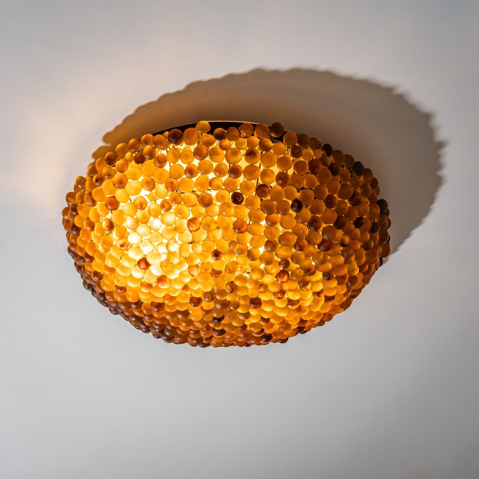 Amber Glass Ceiling Light, 20th Century