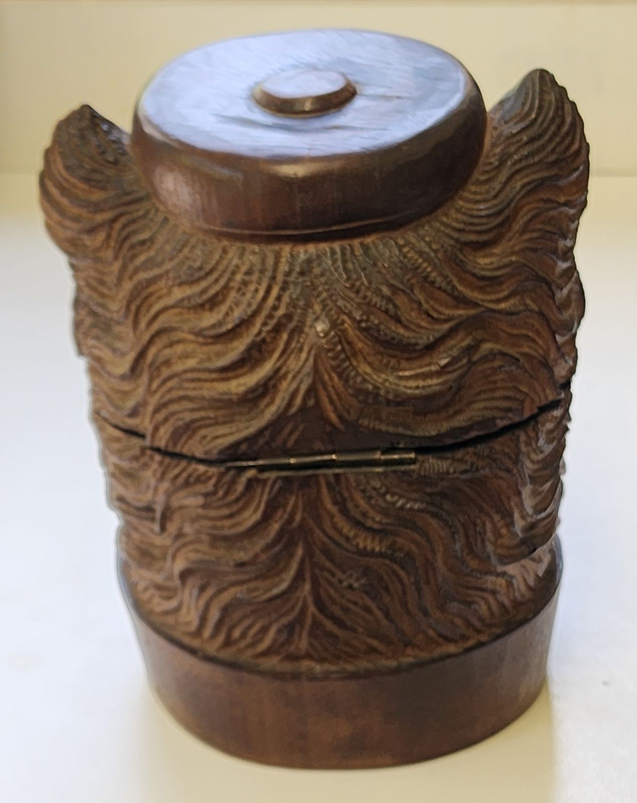 Wooden Carved Black Forest Terrier Tobacco Jar photo vintage