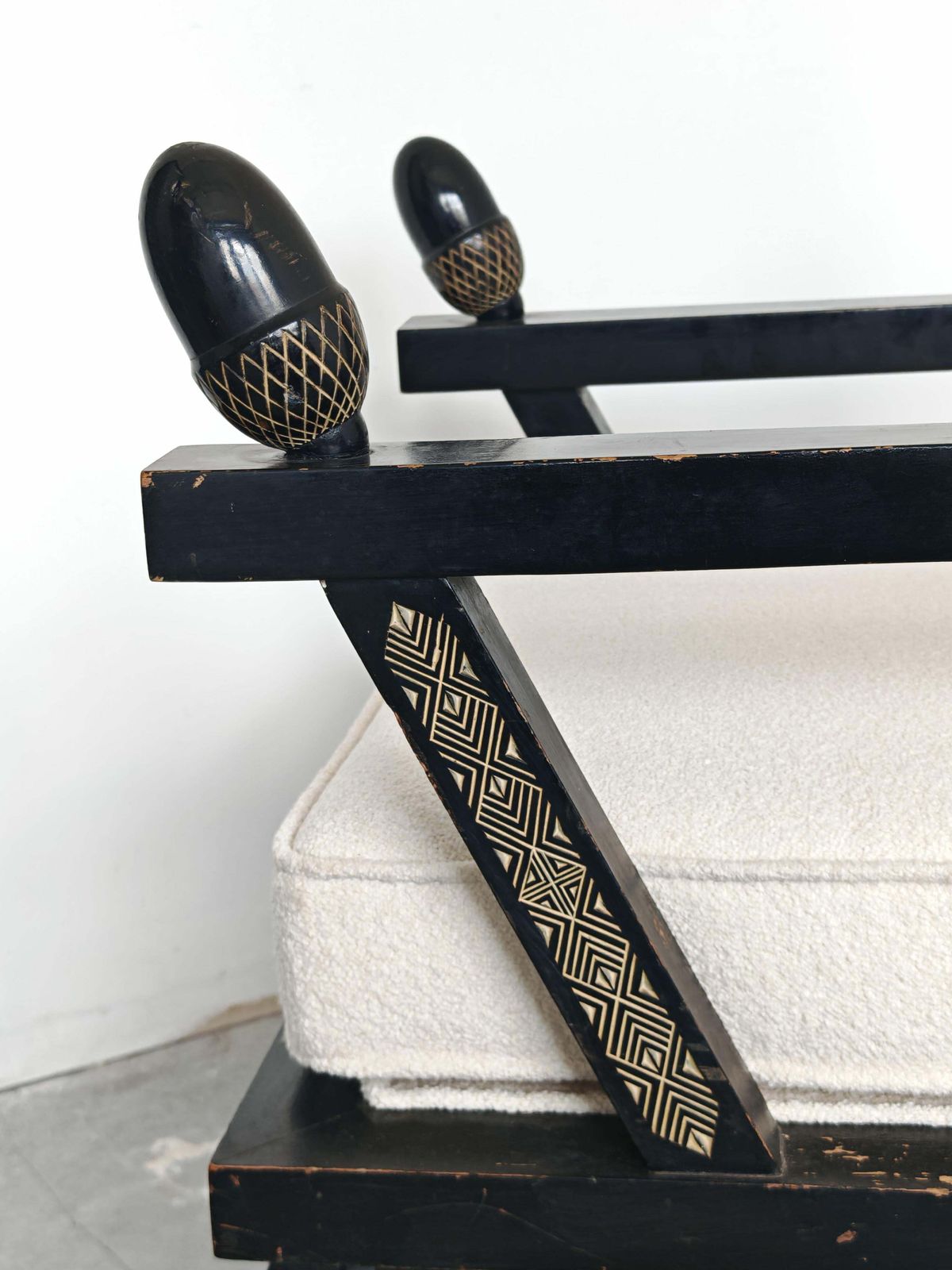 photo vinterior Throne Shaped Hand Carved Armchair In Ebonized Oak By Ettore Zaccari