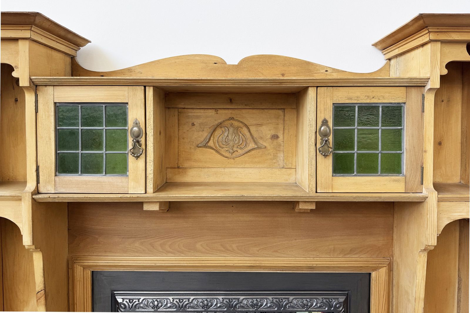 Tall Arts & Crafts Pine Fireplace Surround photo Home Fixtures