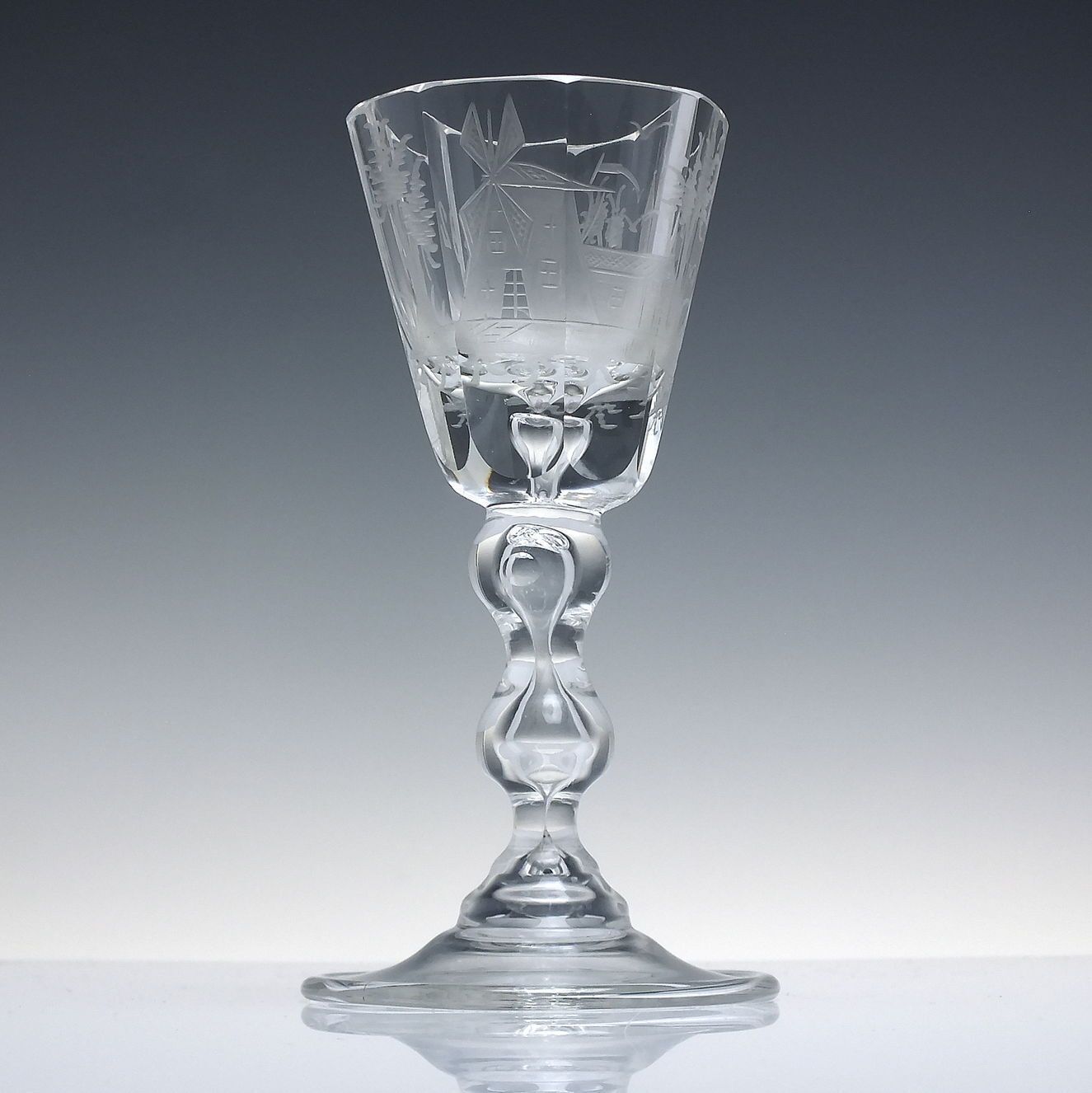 19th Century Engraved Wine Glass C1880 1900 photo furniture