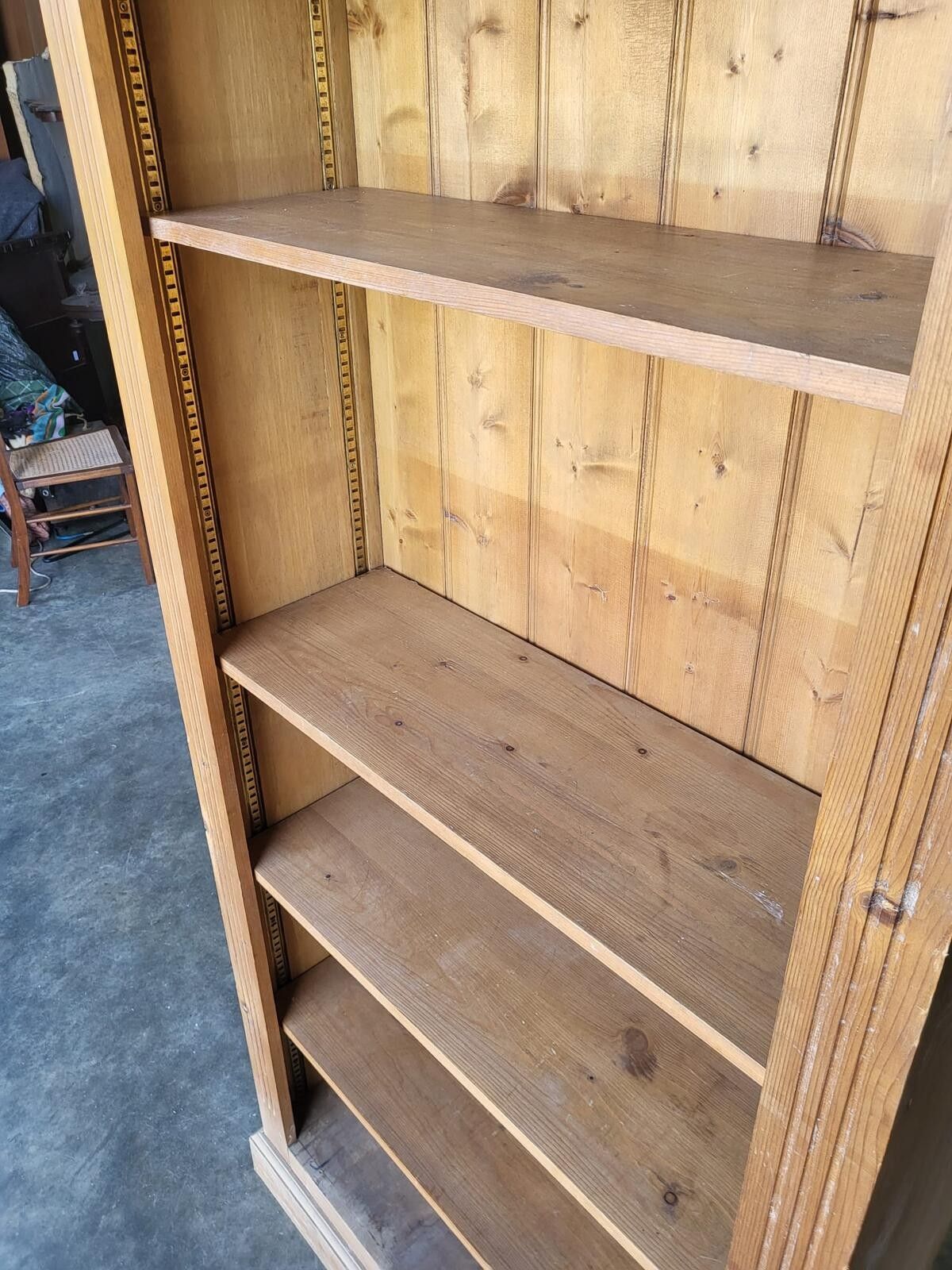Tall Pine Open Bookcase Adjustable Shelves Cornice photo for sale