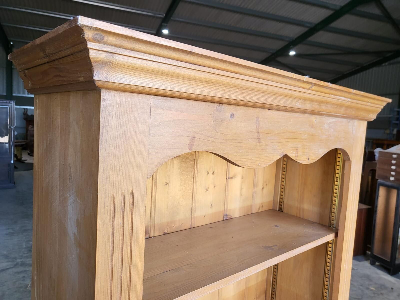 Tall Pine Open Bookcase Adjustable Shelves Cornice photo Furniture