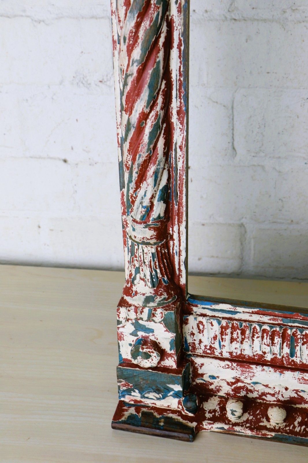 photo buy A Large Carved Wooden Frame Decorative Distressed Spiral Columns Rajasthan India