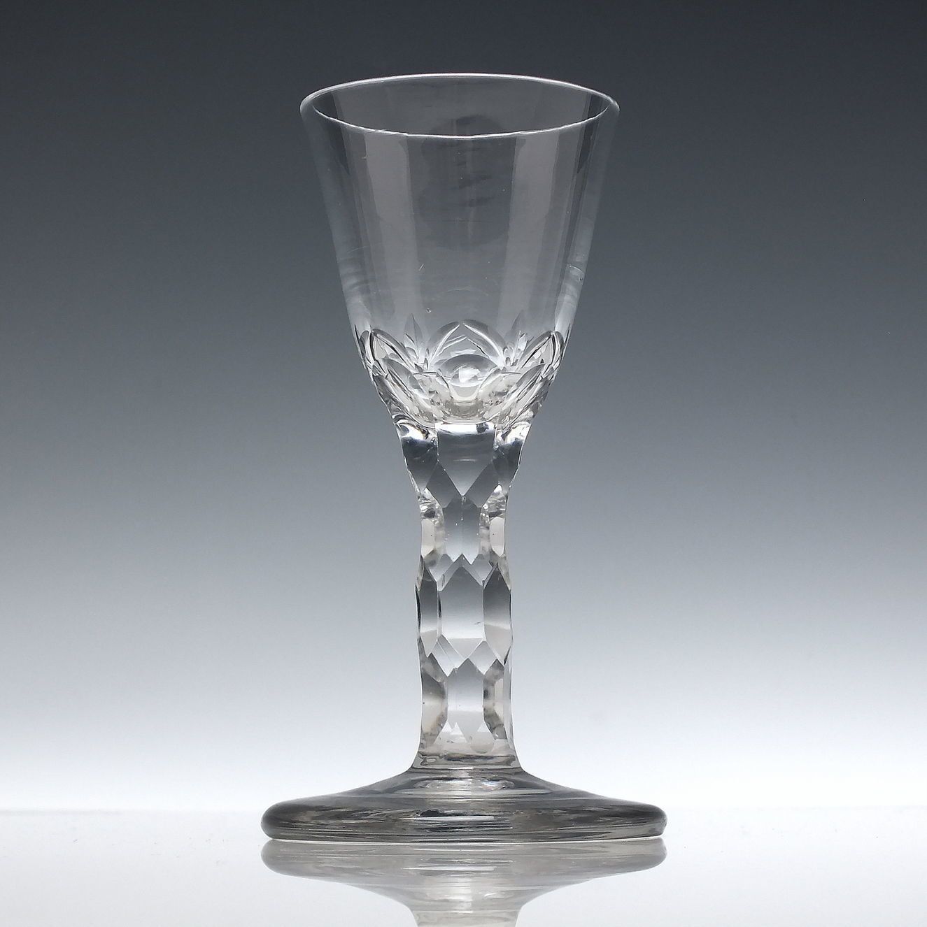 Georgian Facet Cut Wine Glass With Thick Firing Foot C1790 photo furniture