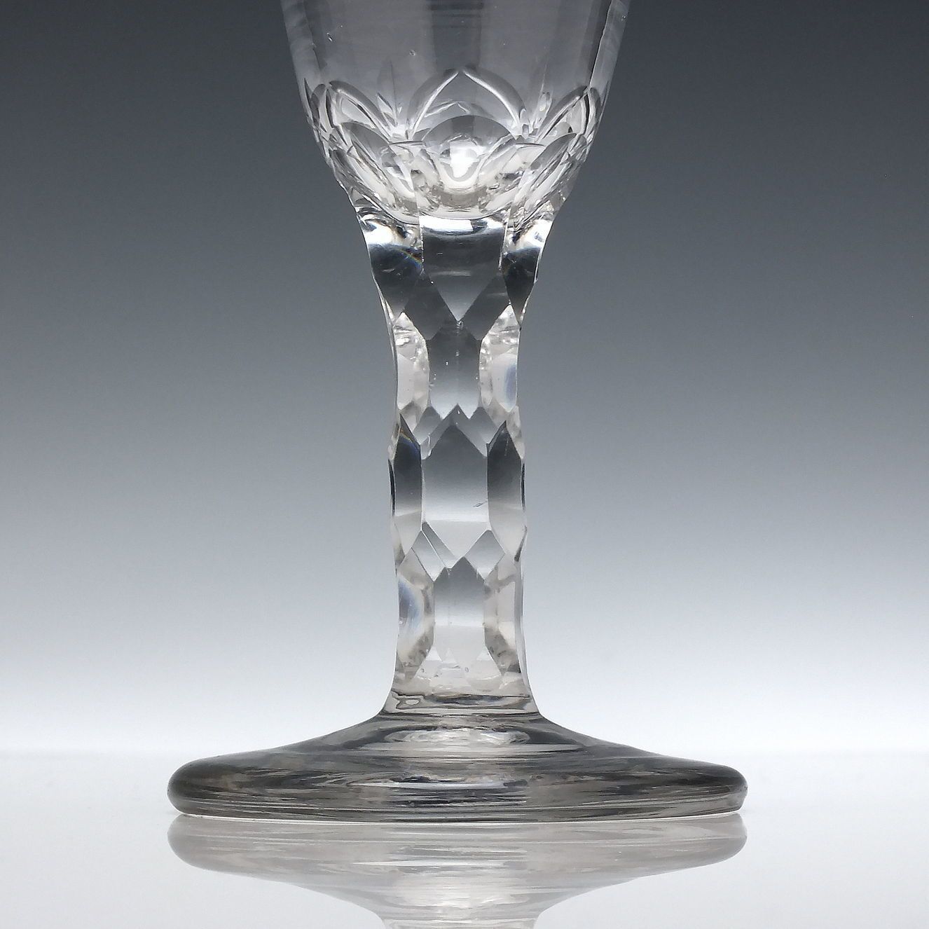 Georgian Facet Cut Wine Glass With Thick Firing Foot C1790 photo Home Decor
