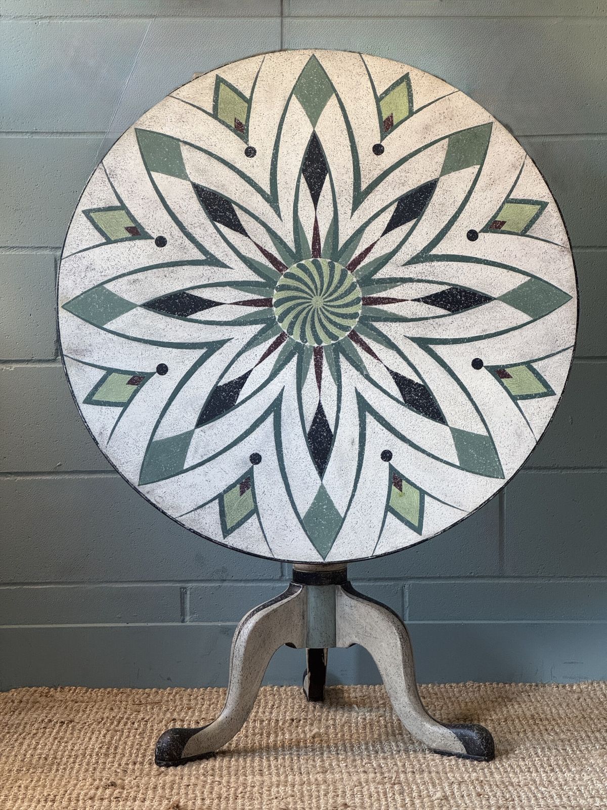 Victorian Tilt Top Table With Later Painted Floral Design