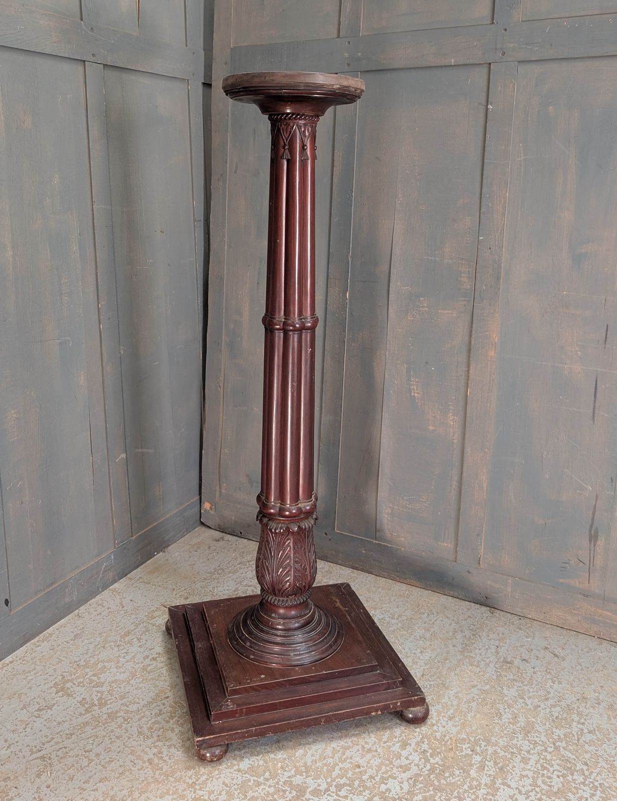 High Quality Antique Mahogany Empire Style Pedestal Plant Torchere Stand photo furniture