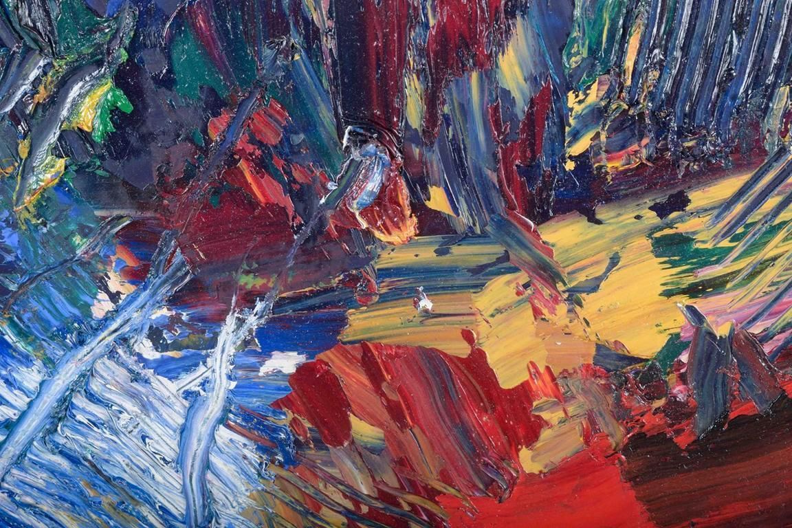Lars Bertle. Huile sur panneau. Composition de paysage abstrait. Années 1950/60 photo for sale
