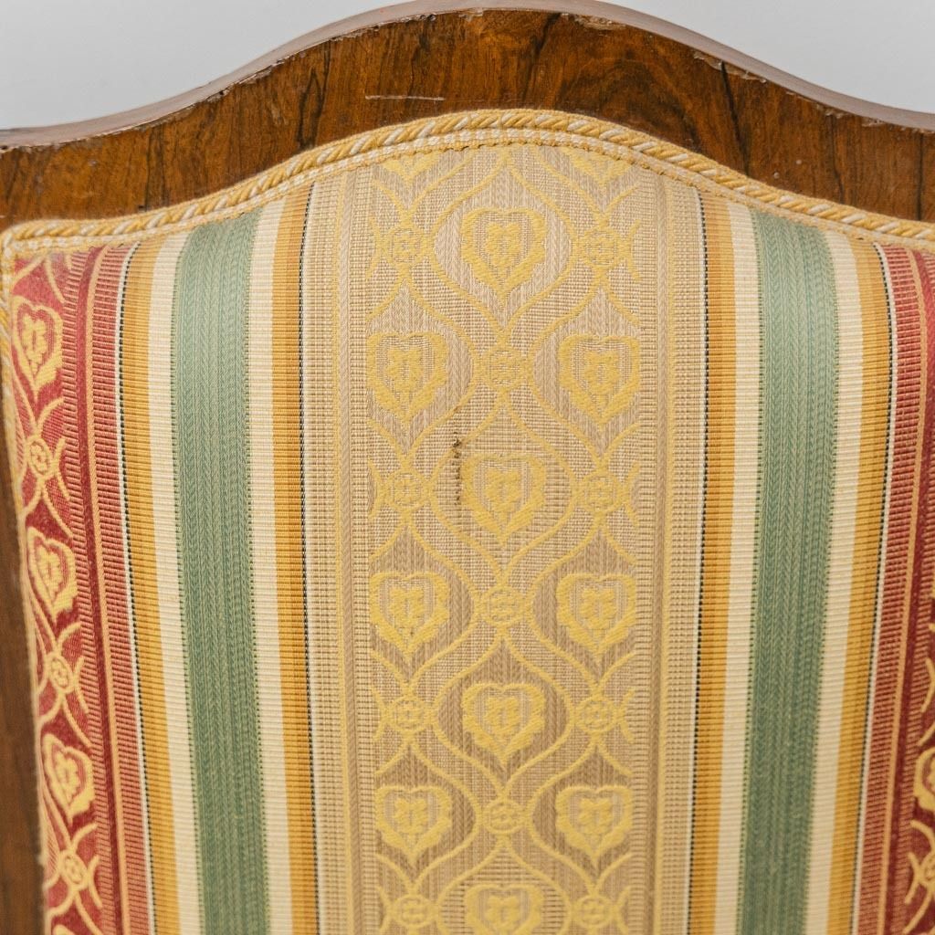 Furniture Pair Of Antique Wood And Fabric Armchairs With Armrests – Classic Style photo