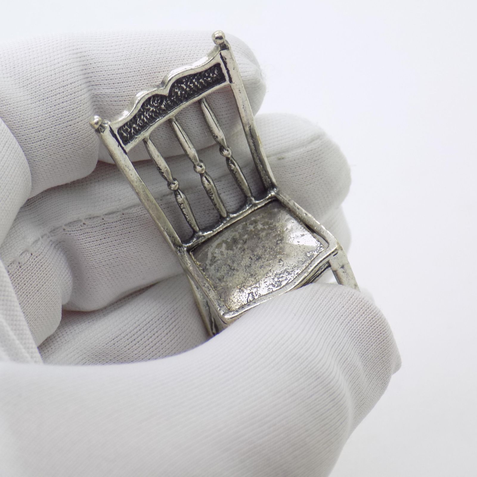 Vintage Italian Handmade Genuine Sterling Silver 925 Chair Figurine, 1970s photo 195.0
