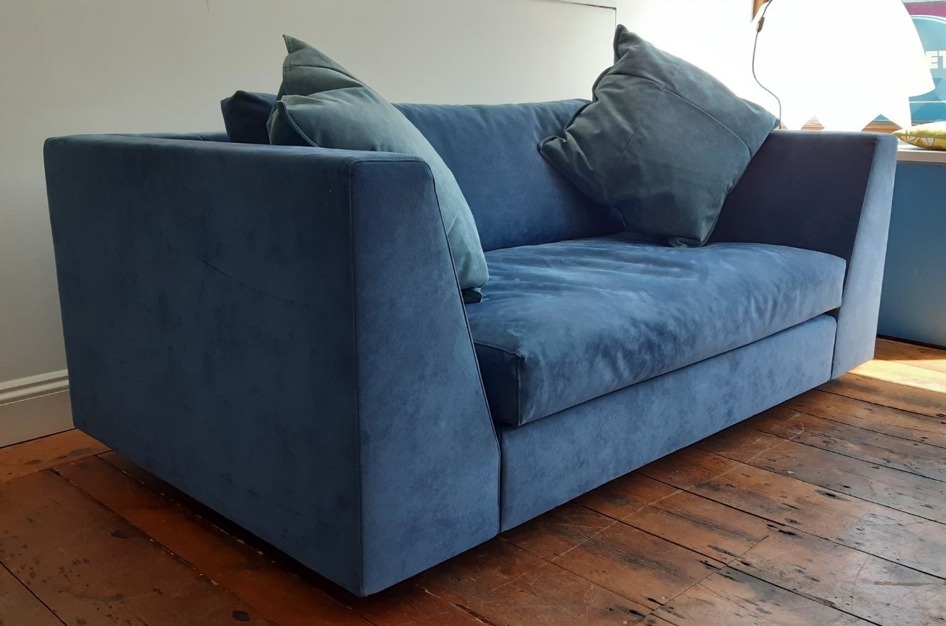 Ligne Roset 'Exclusif' Two Seater Sofa Blue Suede Upholstery  Vgc Uk Delivery photo furniture