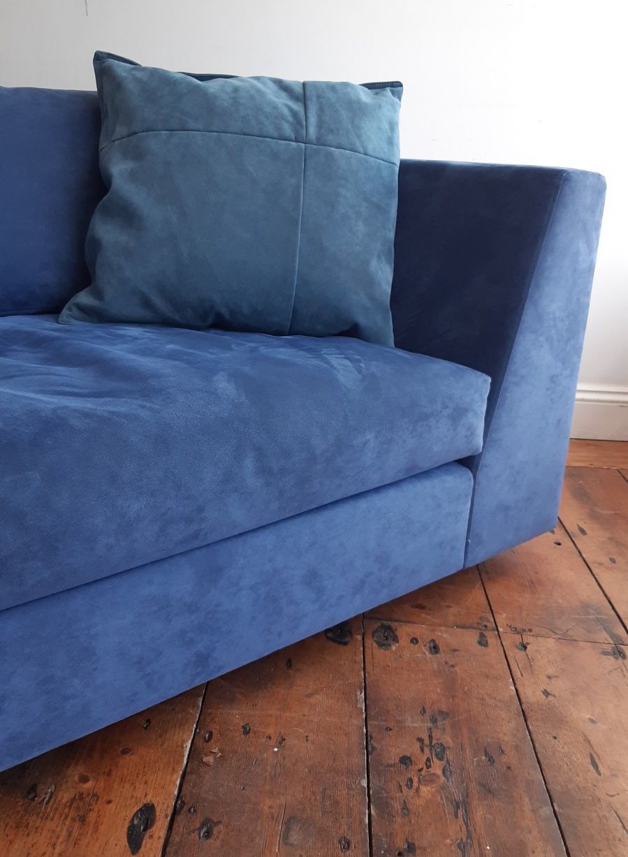Ligne Roset 'Exclusif' Two Seater Sofa Blue Suede Upholstery  Vgc Uk Delivery photo vinterior