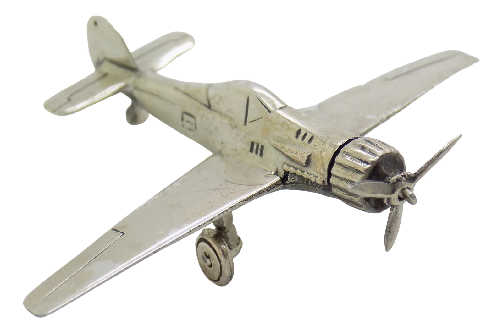 Vintage Italian Handmade Genuine Silver Airplane Figurine, 1980s