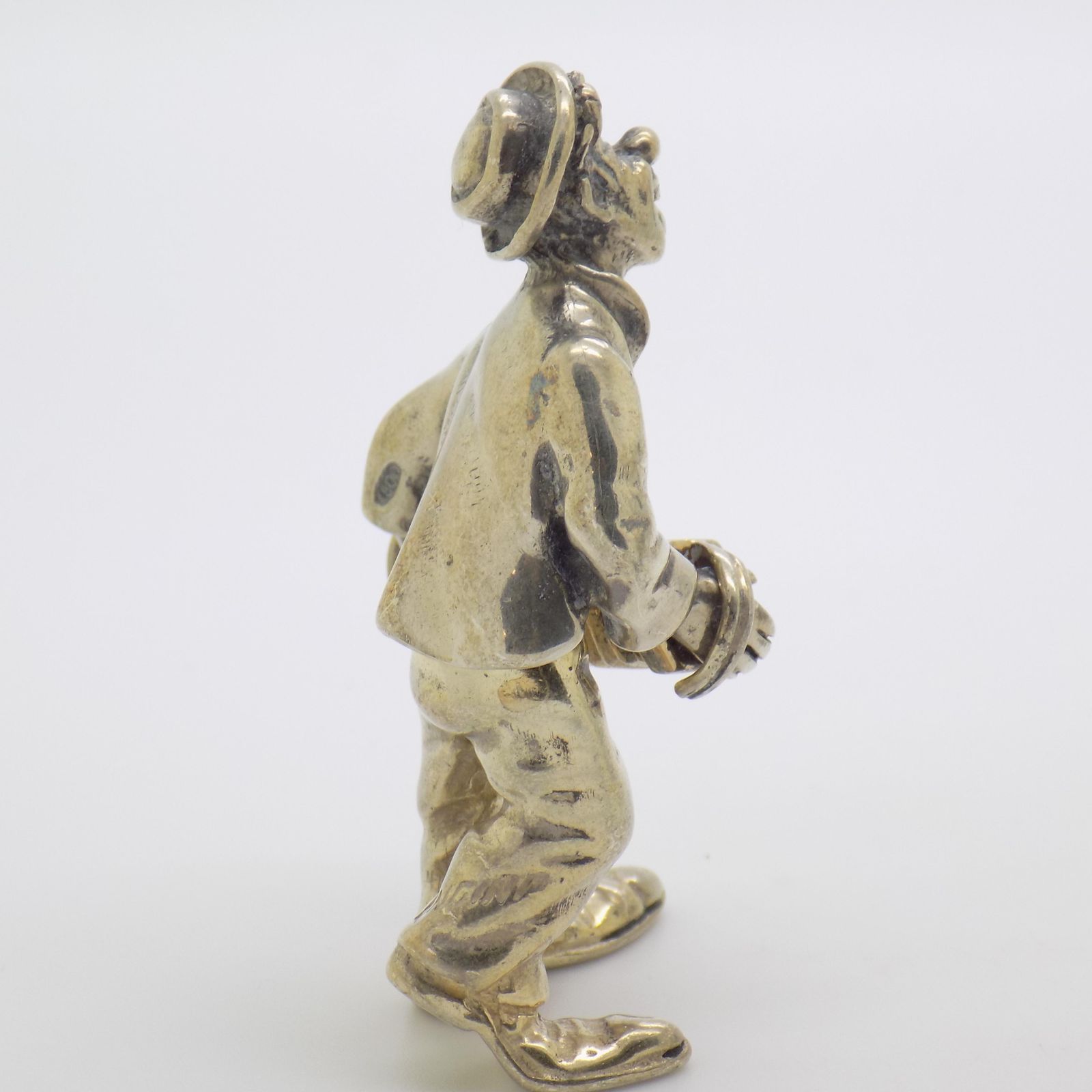 Vintage Italian Handmade Silver Clown With Accordion Figurine From Angini, Tuscany, 1970s photo Art