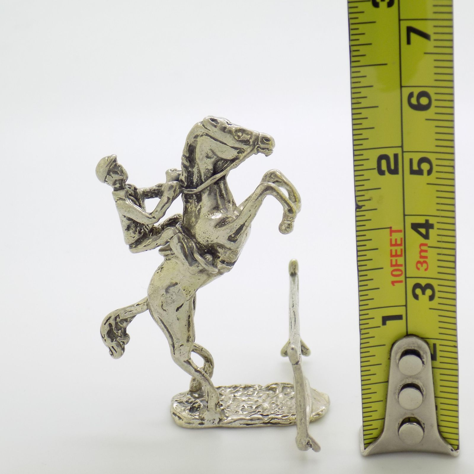 Art Vintage Italian Handmade Genuine Silver Show Jump Horse Figurine, 1970s photo