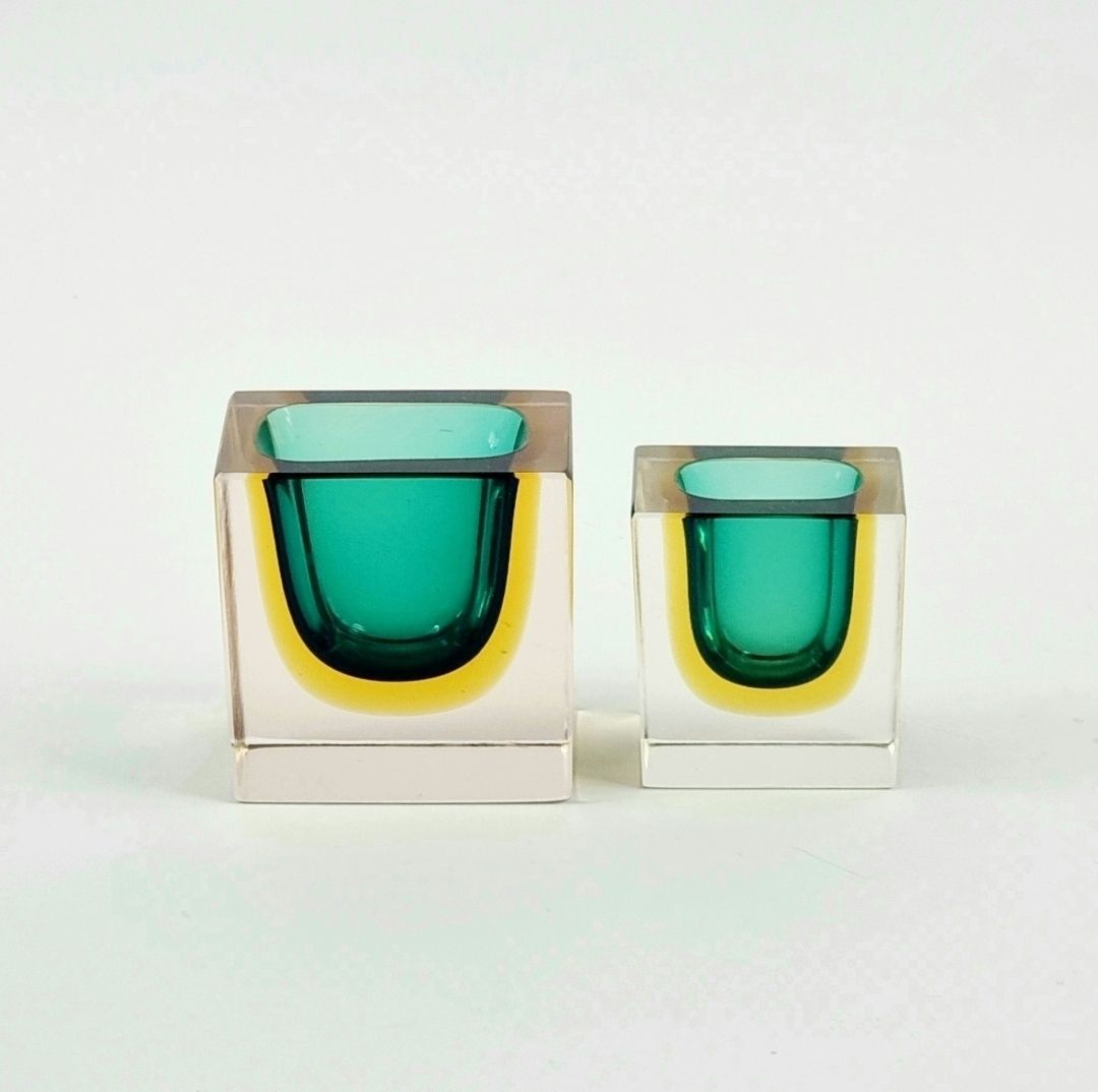 Pair Of Mid Century Sommerso Murano Glass Catchalls/Ashtrays By Flavio Poli For Seguso Vetri D'arte, Italy, 1970s photo Home Decor