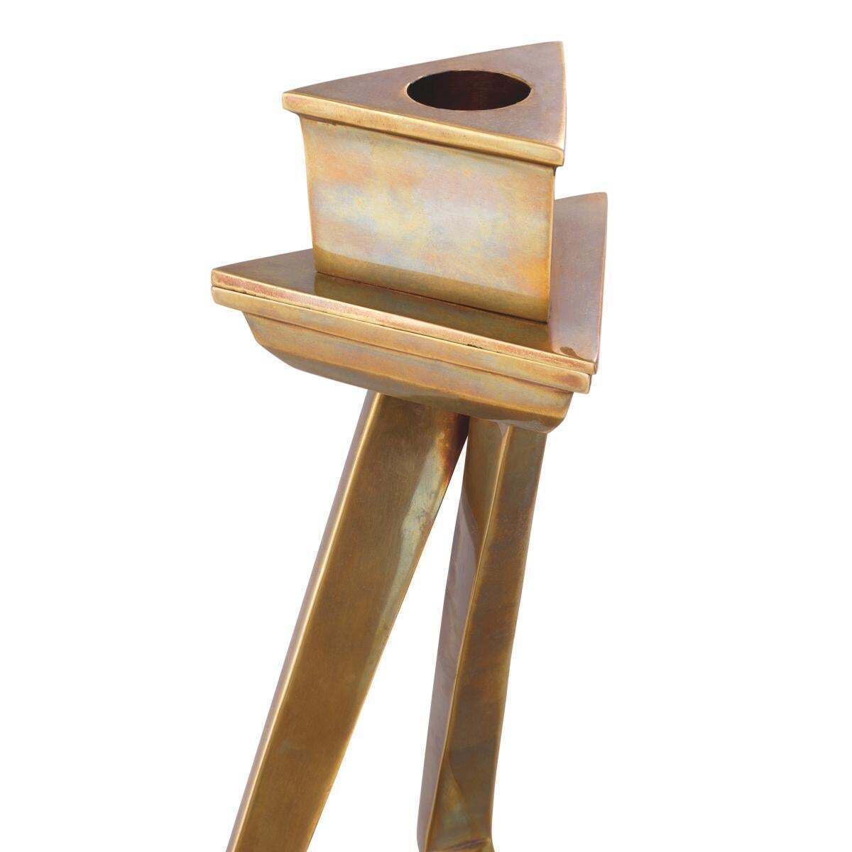 photo furniture Set Of Two Candle Holders In Vintage Brass Finish