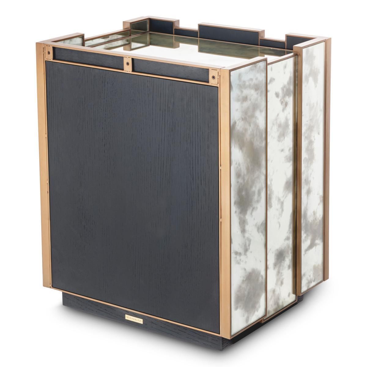 Set Of Two Mirror Nightstand With Brushed Brass Finish photo buy