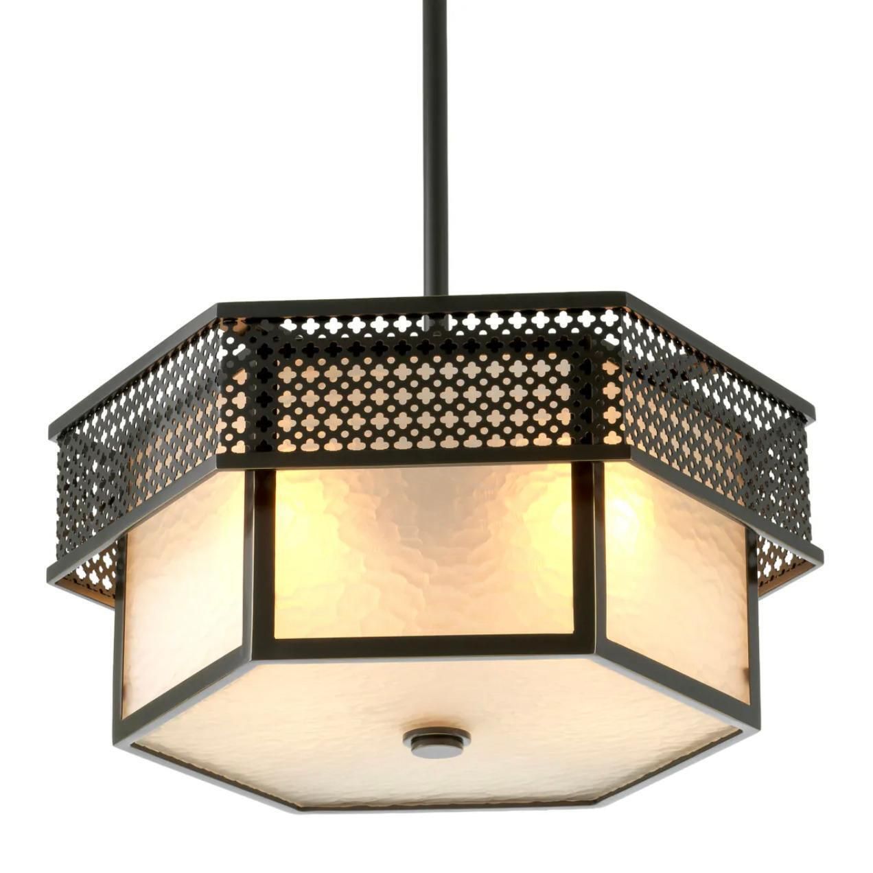Ceiling Lamp In Metal With Bronze Finish And Frosted Glass, Contemporary Design photo furniture