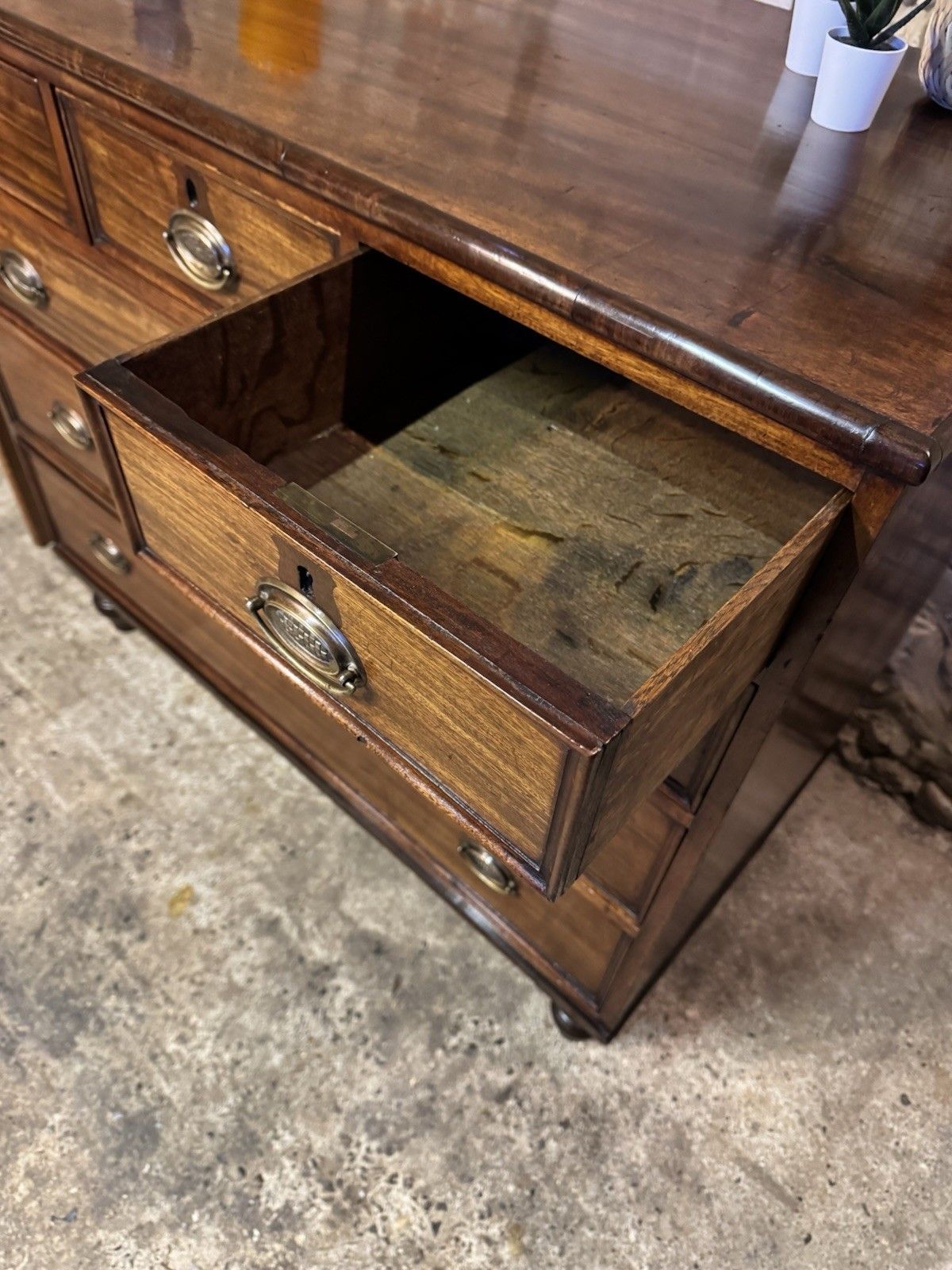 🚛 Large Antique / Georgian Mahogany Chest Of Drawers photo vintage