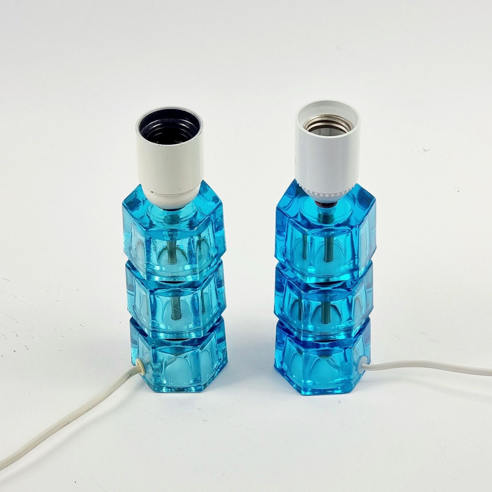 Pair Of Mid Century Glass & Brass Bedside/Table Lamps By Carl Fagerlund For Orrefors, Sweden, 1960s photo vinterior