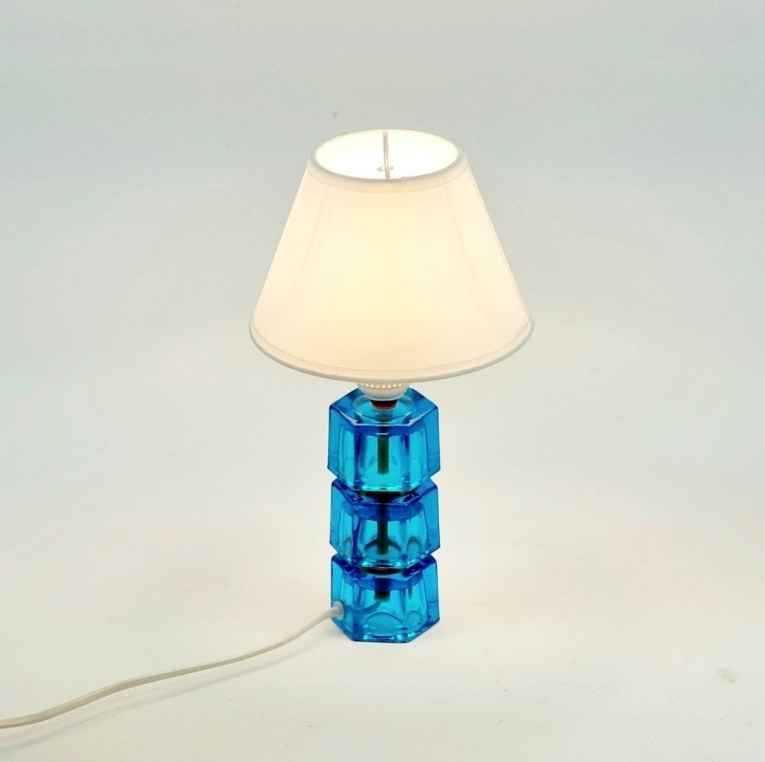 Pair Of Mid Century Glass & Brass Bedside/Table Lamps By Carl Fagerlund For Orrefors, Sweden, 1960s photo Lighting