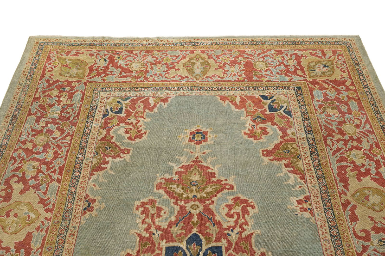 Antique Ziegler Mahal Rug, 1880, 400 X 318 Cm, Soft Red And Pale Blue photo Textiles