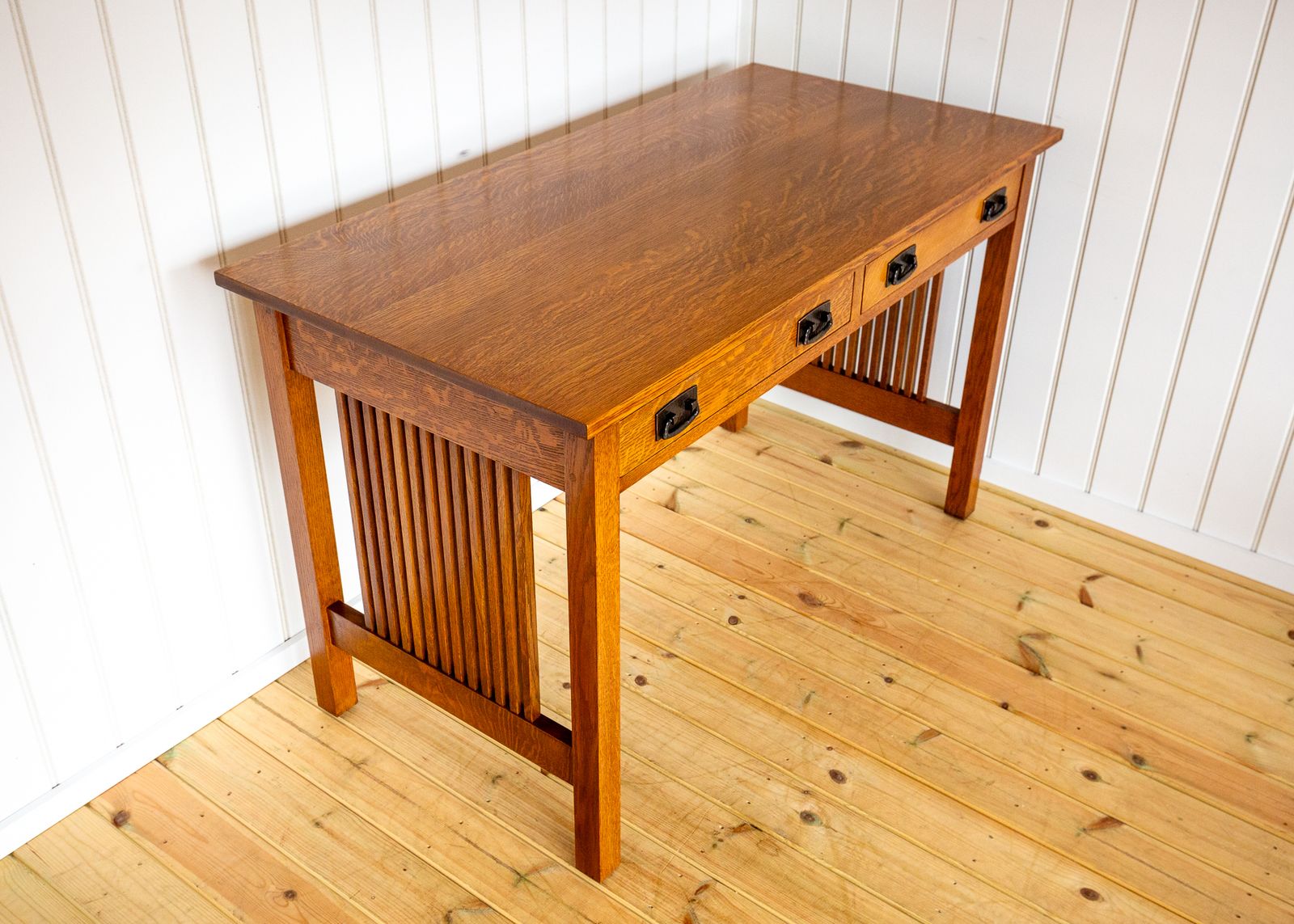 photo vinterior Mission Oak Desk By Stickley Arts & Crafts Spindle Office Library Writing Tabl.E American Craftsman Handcrafted L. & J.G. Stickley