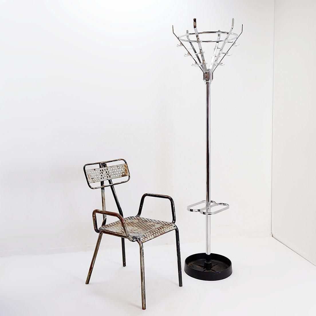 Industrial Coat Rack In Chrome In The Style Of Jacques Adnet, 1960s photo furniture