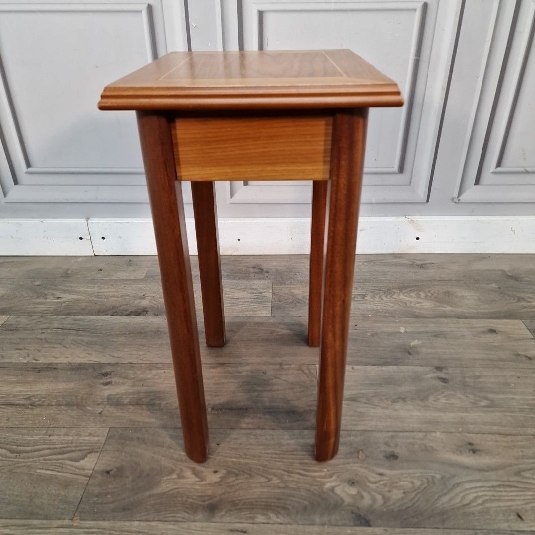 55.0 Vintage Inlaid Side Table Small Occasional Lamp Table Plant Stand Antique Style photo