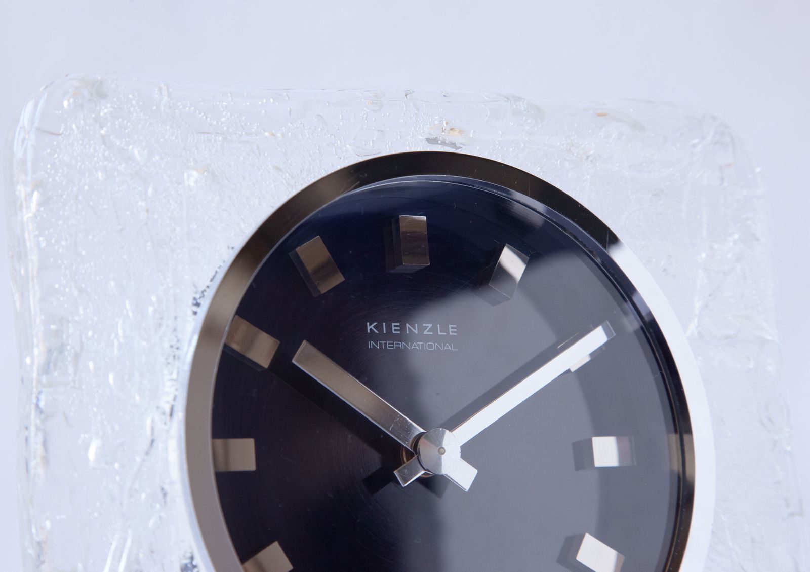 Space Age Kienzle Ice Glass Desk Clock Germany Panton Style Mid Century Modernism Pop Table Mcm 1970s photo for sale