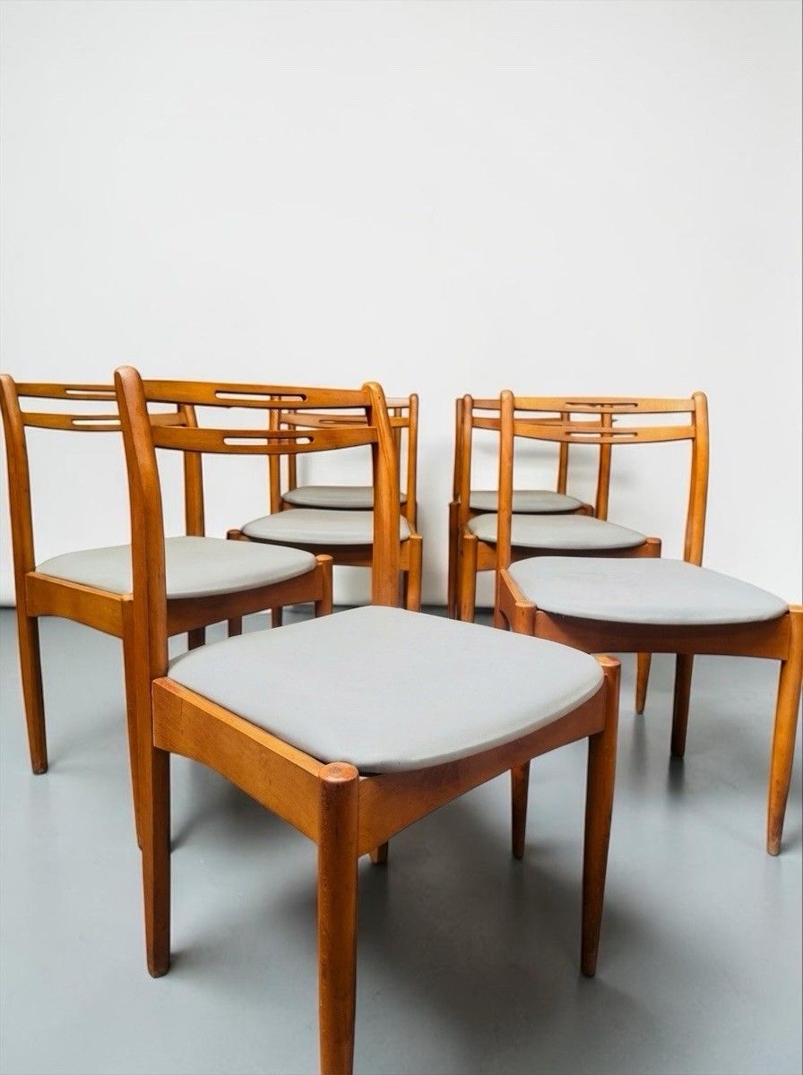Set Of Seven Teak Morris Of Glasgow Dining Chairs Danish Style Rare Mid Century photo for sale
