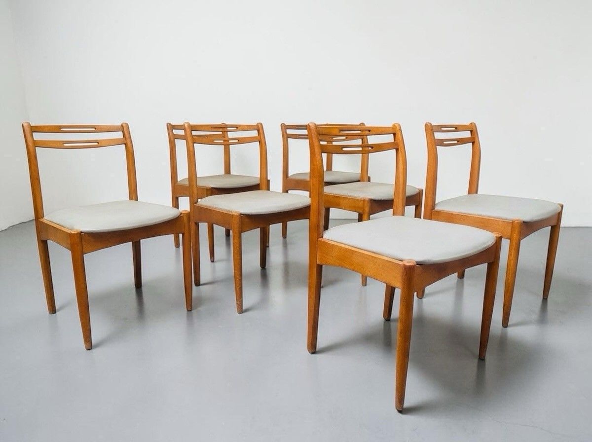 Set Of Seven Teak Morris Of Glasgow Dining Chairs Danish Style Rare Mid Century photo buy