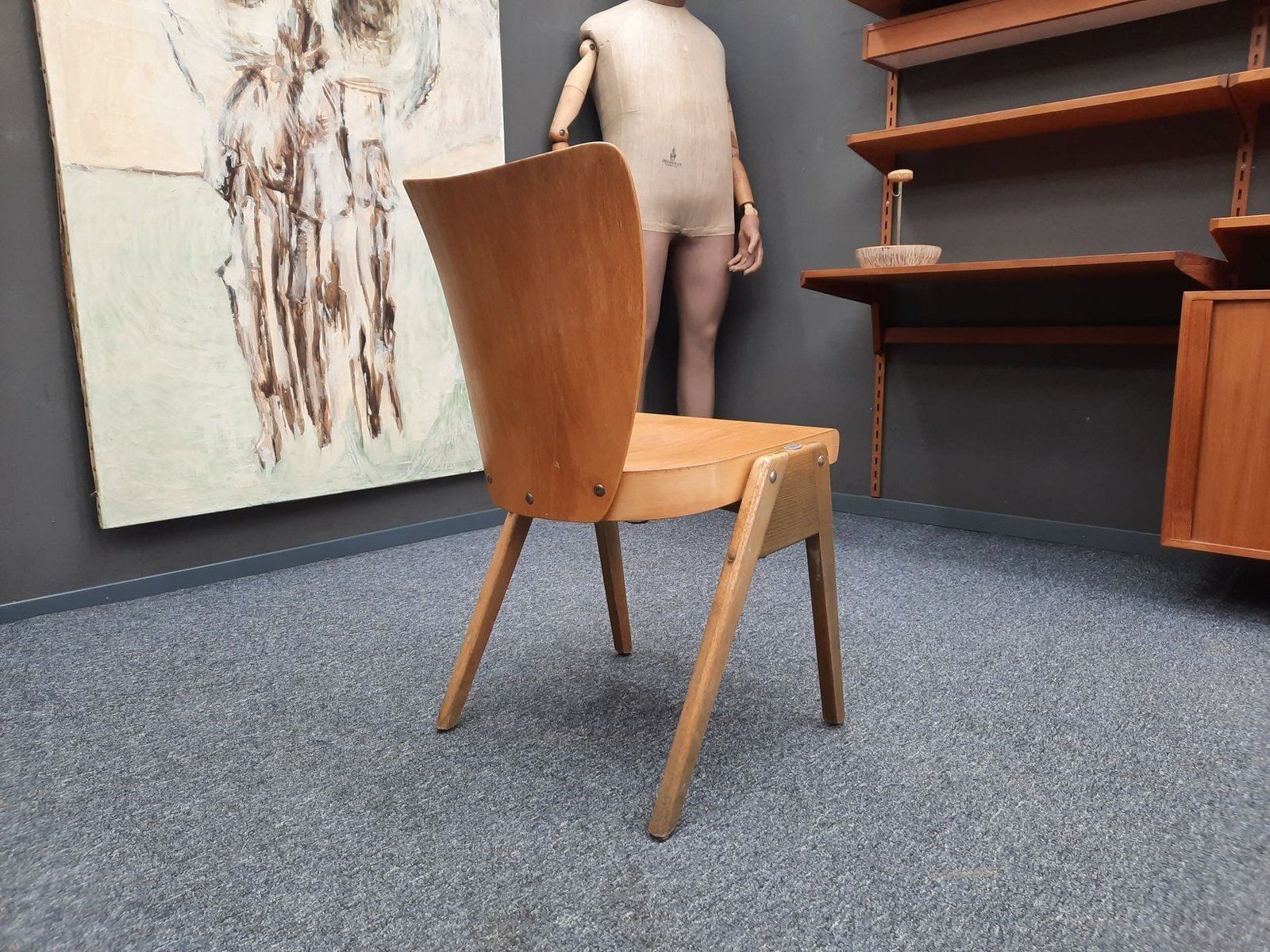 Mid Century Plywood Stackable Dining Chair From Kaderer München, 1950s photo vinterior