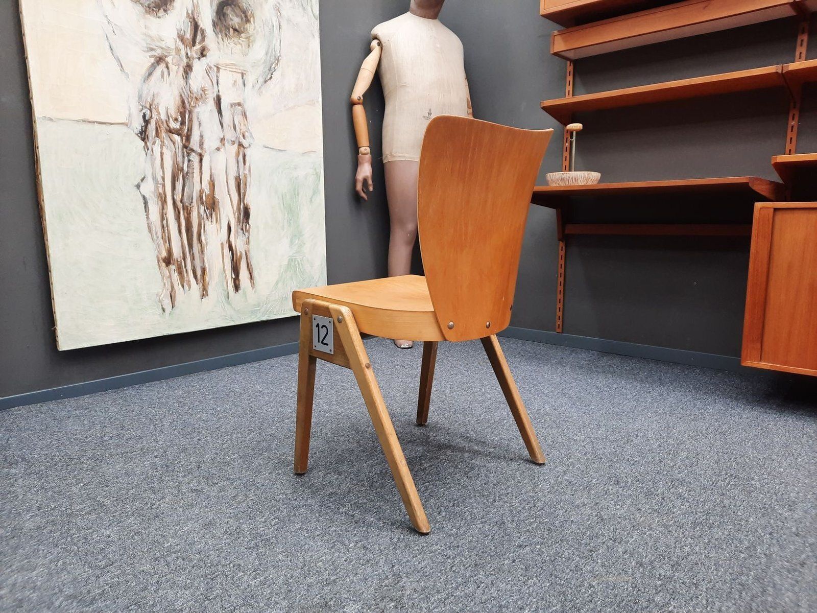 Mid Century Plywood Stackable Dining Chair From Kaderer München, 1950s photo buy