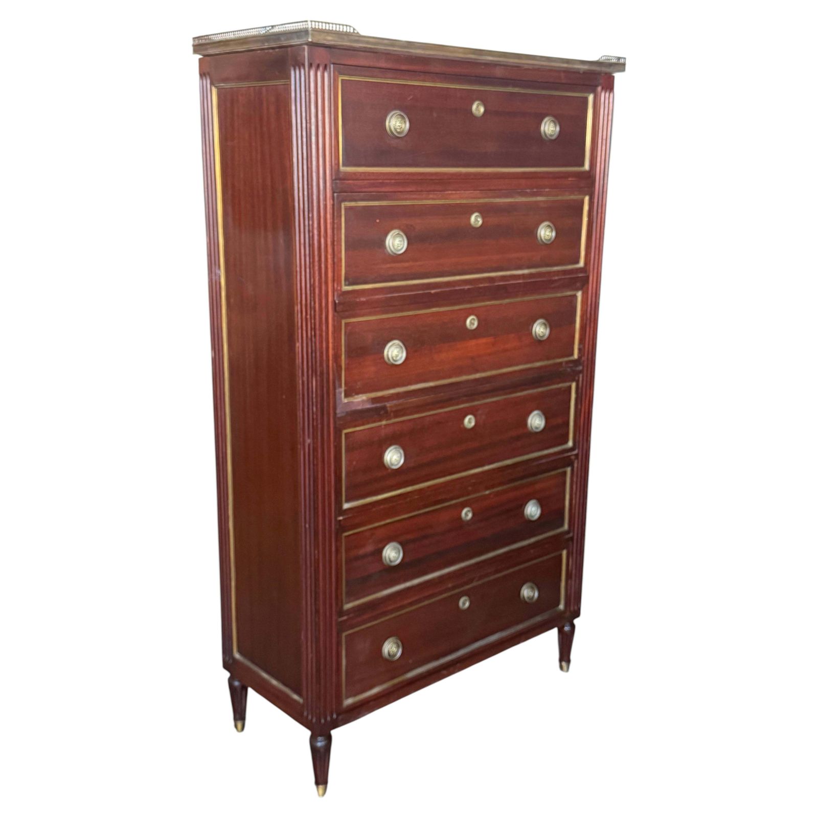 Early 20th Mahogany Secretaire Desk With Leather Writing Surface